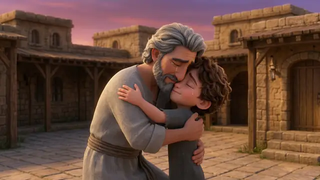 Jesse embraces his young son David